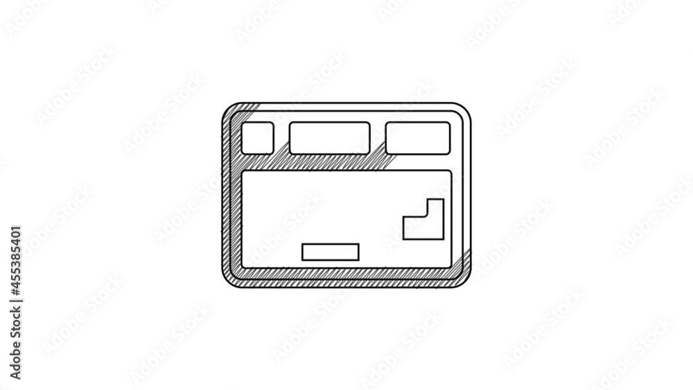 Poster black line computer keyboard icon isolated on white background. pc component sign. 4k video motion g