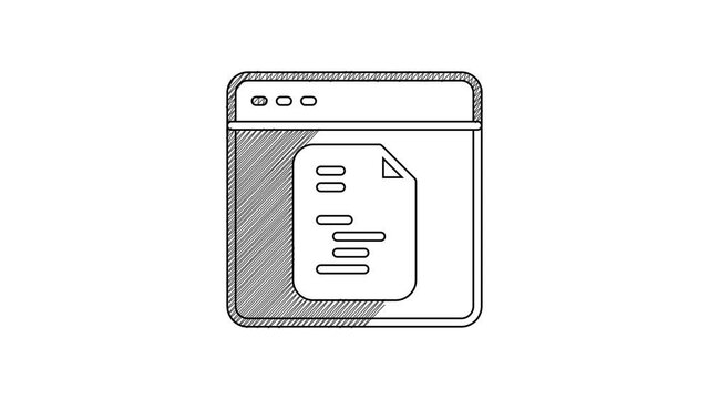 Black line Software, web developer programming code icon isolated on white background. Javascript computer script random parts of program code. 4K Video motion graphic animation