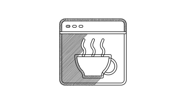 Black line Software, web developer programming code icon isolated on white background. Javascript computer script random parts of program code. 4K Video motion graphic animation
