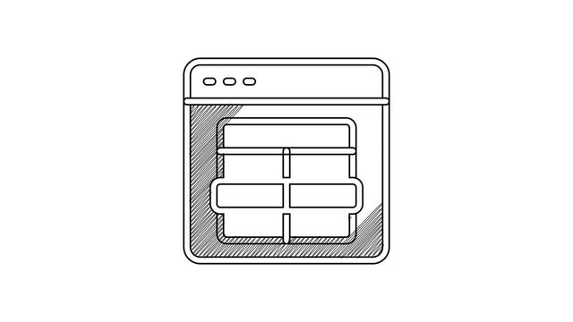 Black line MySQL code icon isolated on white background. HTML Code symbol for your web site design. 4K Video motion graphic animation