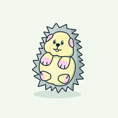 Illustration of a cute gray hedgehog in pastel colors