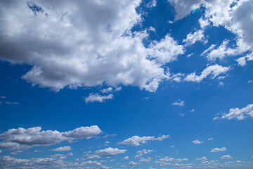 blue sky texture with clouds at midday in summer