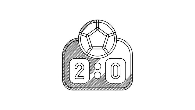 Black line Sport mechanical scoreboard and result display icon isolated on white background. 4K Video motion graphic animation
