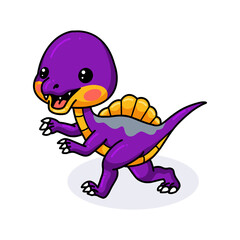 Cute purple little dinosaur cartoon running