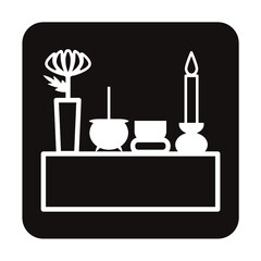 枕飾りのシンプルなアイコン/白ヌキ