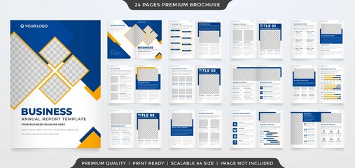Fototapeta na wymiar a4 bifold brochure editable layout template with minimalist and abstract style use for business annual report and company profile