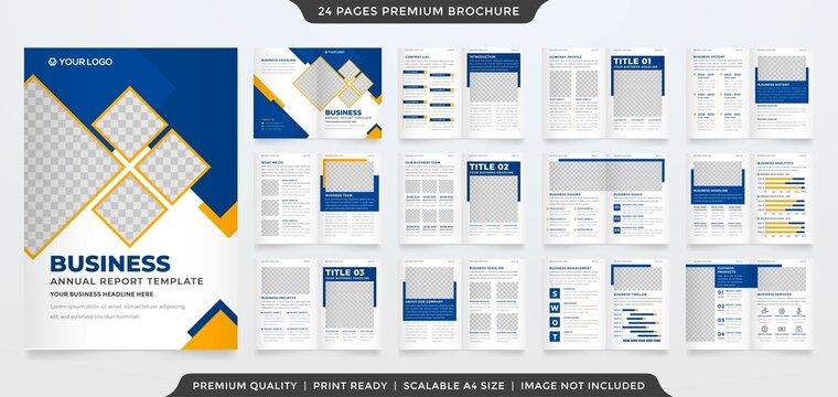 A4 Bifold Brochure Editable Layout Template With Minimalist And Abstract Style Use For Business Annual Report And Company Profile