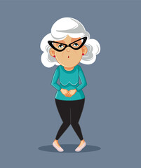 Senior Woman Dealing with Frequent Urination Problem Vector Illustration