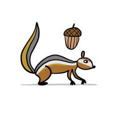 Funny Chimpank with nut. Ground Squirrel. Sketch for your design