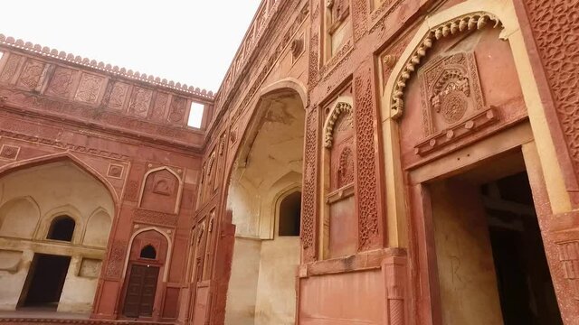 Architectural Building of Jahangir Palace in Agra, India