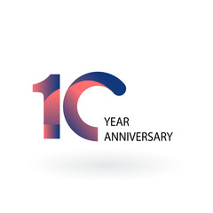 10 Year Anniversary Rainbow Vector Template Design Illustration