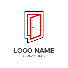 simple gate logo template with line red and black color style