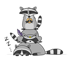Racoons Family. Funny Characters for your design
