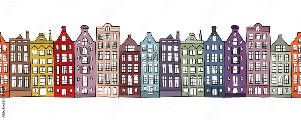 Poster architectural cityscape background. seamless pattern for your design