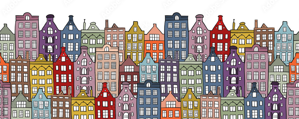 Poster architectural cityscape background. seamless pattern for your design