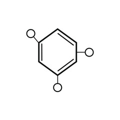 a hexagon attached to three circles and connected by a line