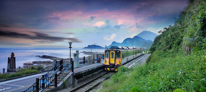 Scenery of Badouzi railway station in keelung city, taiwan