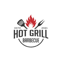 Rustic barbecue logo design, bar and grill vector illustration, best for food, restaurant logo idea