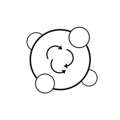 a big circle with a small circle and an arrow in it
