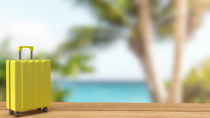 yellow travel case for tourist concept 3d rendering