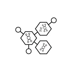 several DNA molecules in three linked hexagons