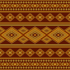 Gemetric ethnic seamless pattern traditional. Design for background,carpet,wallpaper,clothing,wrapping,batic,fabric,vector illustraion.embroidery style.