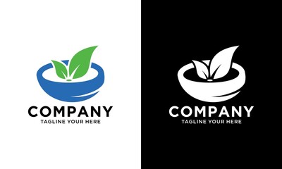 Illustration of abstract leaf sign contained in a food bowl.