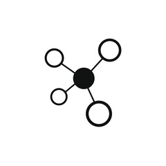 black circle and black outline linked on line