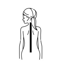 Fototapeta premium 女性の背中と背筋-黒