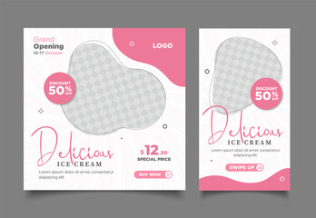 Special ice cream menu social media post and story.