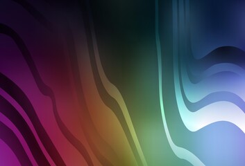 Dark Multicolor vector background with curved lines.