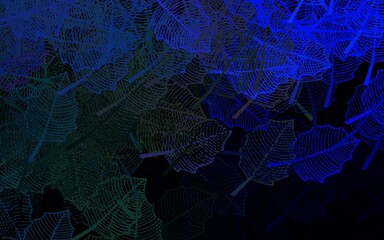 Dark BLUE vector natural artwork with leaves.