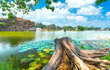 Naklejka premium Landscape on the hill are decorated in ecological zones attract weekend visitors to relax in Dong Nai, Vietnam