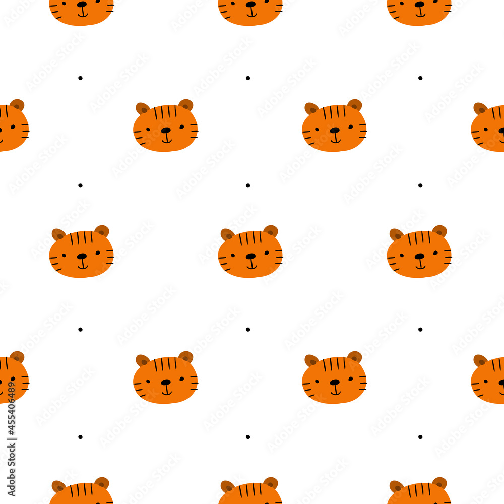 Poster funny tigers. abstract seamless pattern background