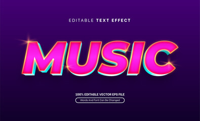Fototapeta premium Music 3D Neon Techno Futuristic Editable Text Effect, Editable Font Style Theme