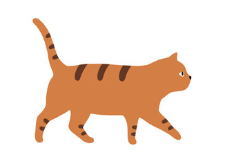 歩く猫のイラスト-トラ猫
