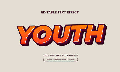 Youth 3D Bold Sticker Editable Text Effect, Editable Font Style Theme