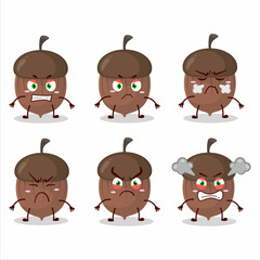 Acorn cartoon character with various angry expressions