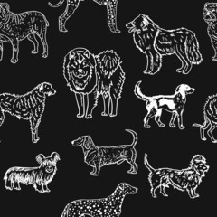 Dogs breeds collection. Vintage style seamless pattern for your design