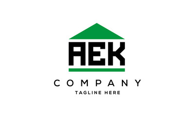 AEK three letter house for real estate logo design