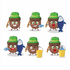 A fisherman acorn cartoon picture catch a big fish