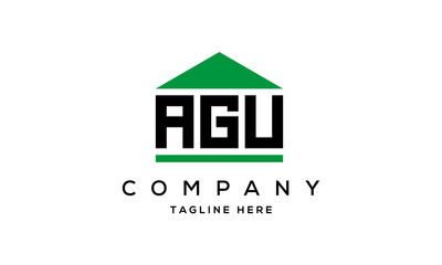 AGU three letter house for real estate logo design