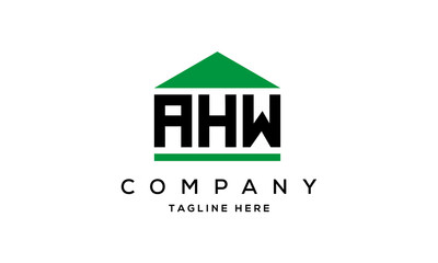 AHW three letter house for real estate logo design