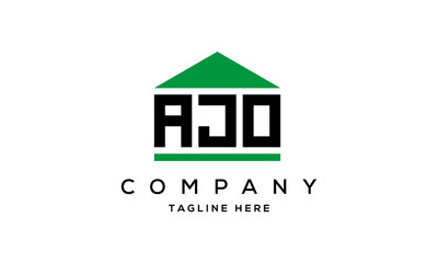 AJO three letter house for real estate logo design