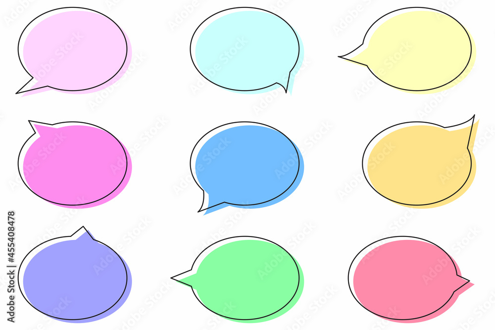 Aufkleber color circle dialog frame icon set. message logo. chat symbol. communication concept. vector illustr