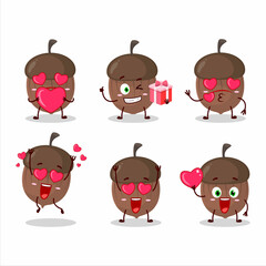 Acorn cartoon character with love cute emoticon