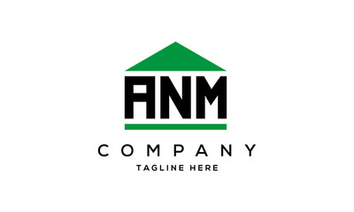 ANM three letter house for real estate logo design