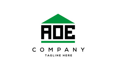 AOE three letter house for real estate logo design