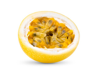 Half Yellow passion fruit isolated on white