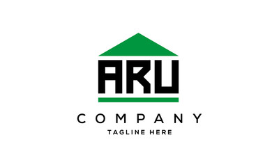 ARU three letter house for real estate logo design